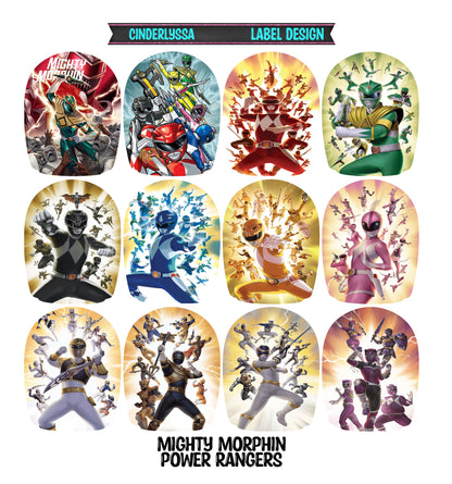 Label Design: Mighty Morphin Power Rangers Cardstock Silicone Mold, Aroma Bead Molds, Car Freshies, Premium Cardstock Images