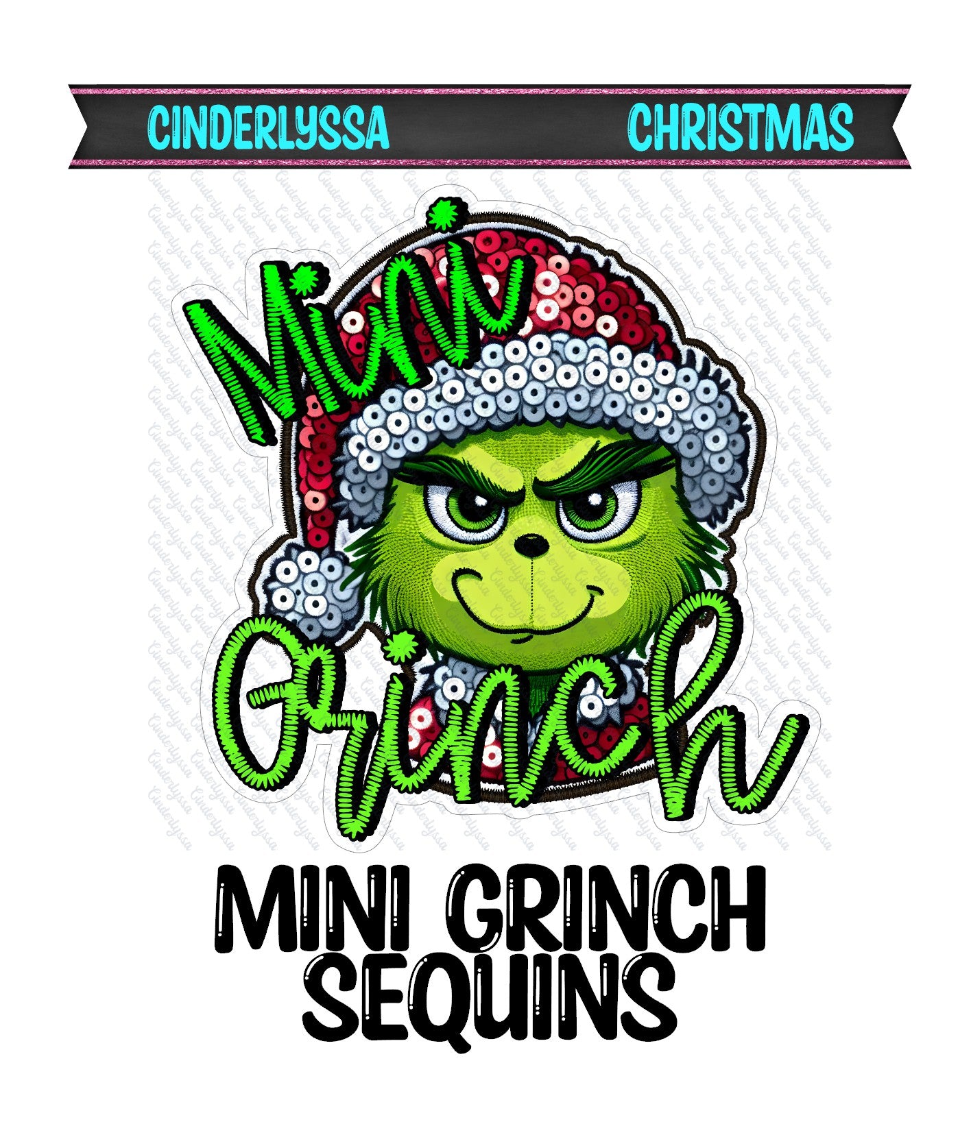 Mini Grinch Sequins: Mean One Face in Red Santa Hat Cardstock Silicone Mold, Aroma Bead Molds, Car Freshies, Premium Cardstock Images