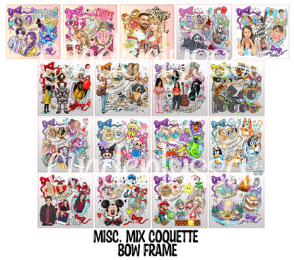 3 inch Square: Misc. Mix Coquette Bow Frame Cardstock/Picture With Curved Edge Cardstock Silicone Mold, Aroma Bead Molds, Premium Cardstock Images