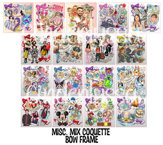 3 inch Square: Misc. Mix Coquette Bow Frame Cardstock/Picture With Curved Edge Cardstock Silicone Mold, Aroma Bead Molds, Premium Cardstock Images