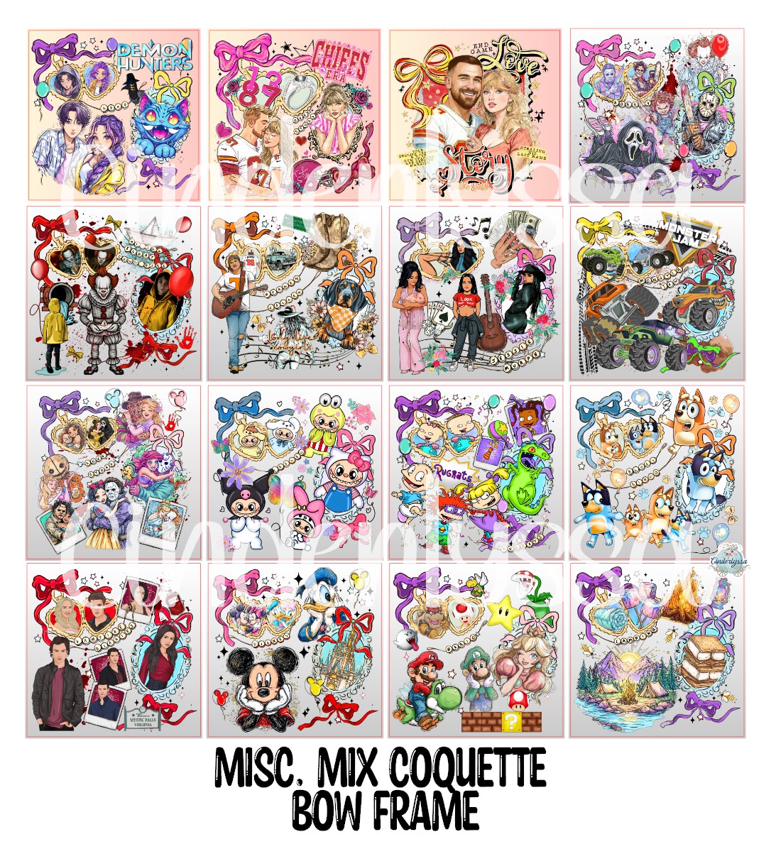 3 inch Square: Misc. Mix Coquette Bow Frame Cardstock/Picture With Curved Edge Cardstock Silicone Mold, Aroma Bead Molds, Premium Cardstock Images