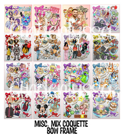 3 inch Square: Misc. Mix Coquette Bow Frame Cardstock/Picture With Curved Edge Cardstock Silicone Mold, Aroma Bead Molds, Premium Cardstock Images
