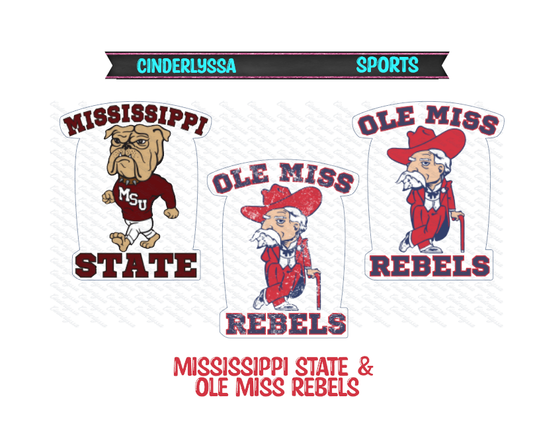 Mississippi State Bulldogs MSU & Ole Miss Rebels Cardstock Silicone Mold, Aroma Bead Molds, Premium Cardstock Images