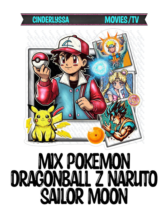 Mix Pokemon, Dragonball Z, Naruto, Sailor Moon: Anime Cardstock Silicone Mold, Aroma Bead Molds, Premium Cardstock Images