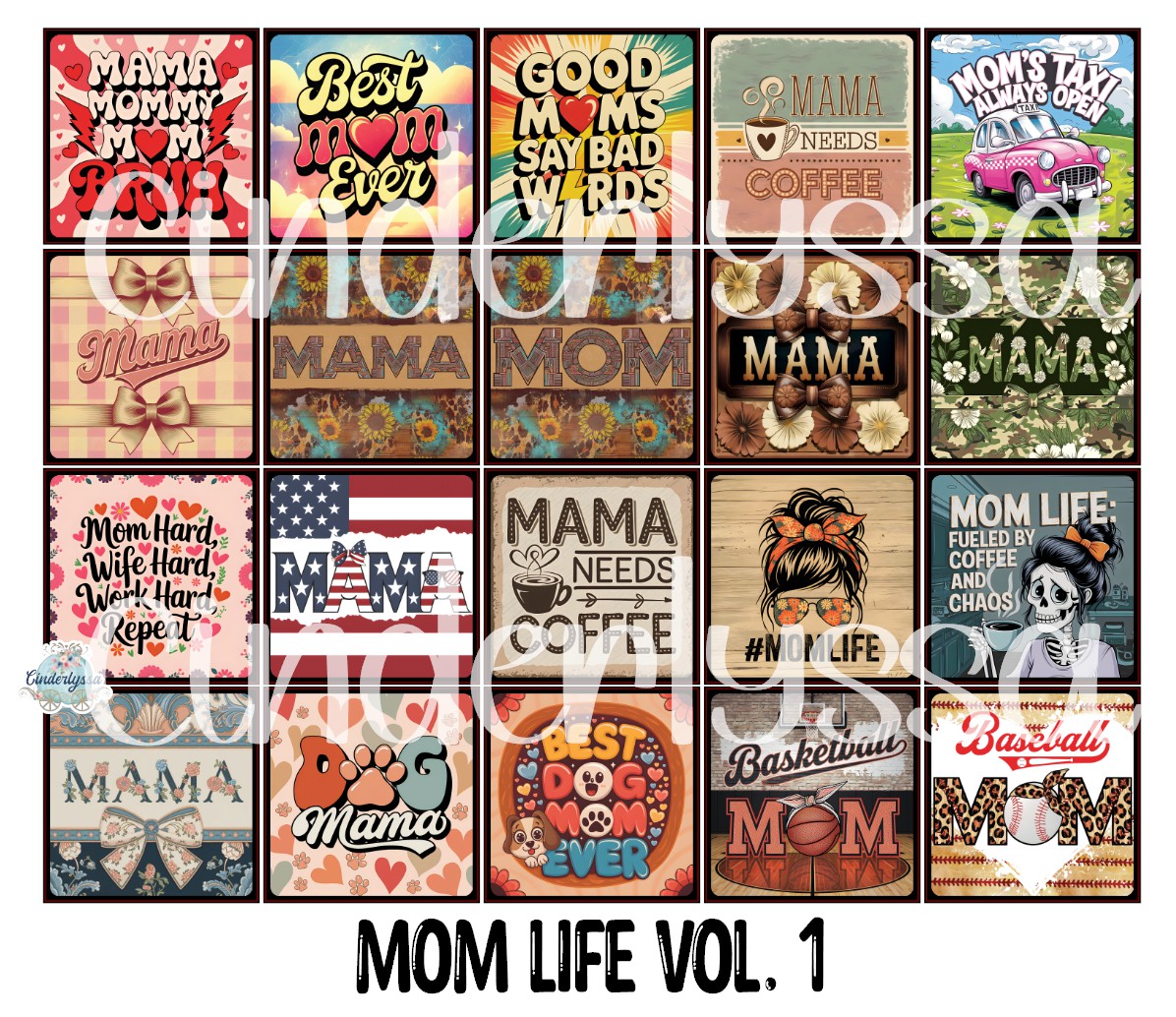 2.5 inch Square Mom Life Vol. 1 Cardstock Only for freshies - NO MOLD: Cardstock Silicone Mold, for Aroma Bead Molds, Premium Cardstock Images