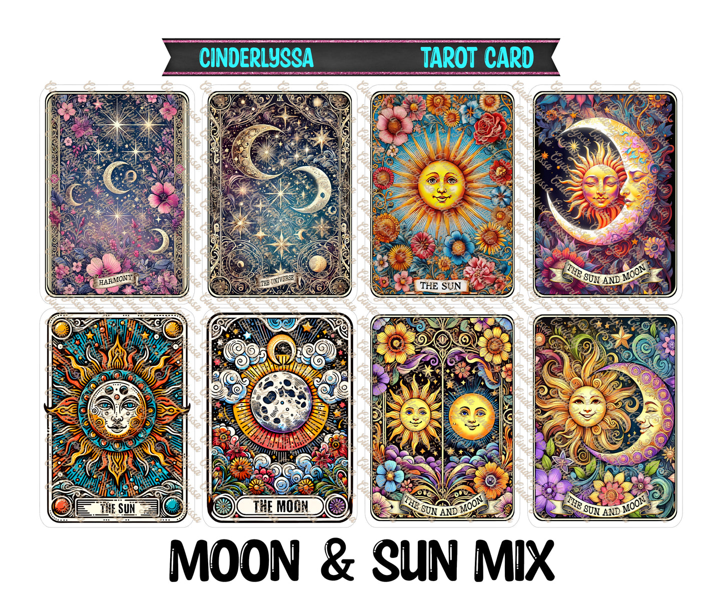 Tarot Cards: Moon & Sun Mix Dual Cavity Cardstock Silicone Mold, Aroma Bead Molds, Premium Cardstock Images