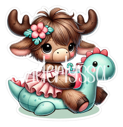 Moose On Dinosaur Floatie Cardstock Silicone Mold, Aroma Bead Molds, Premium Cardstock Images