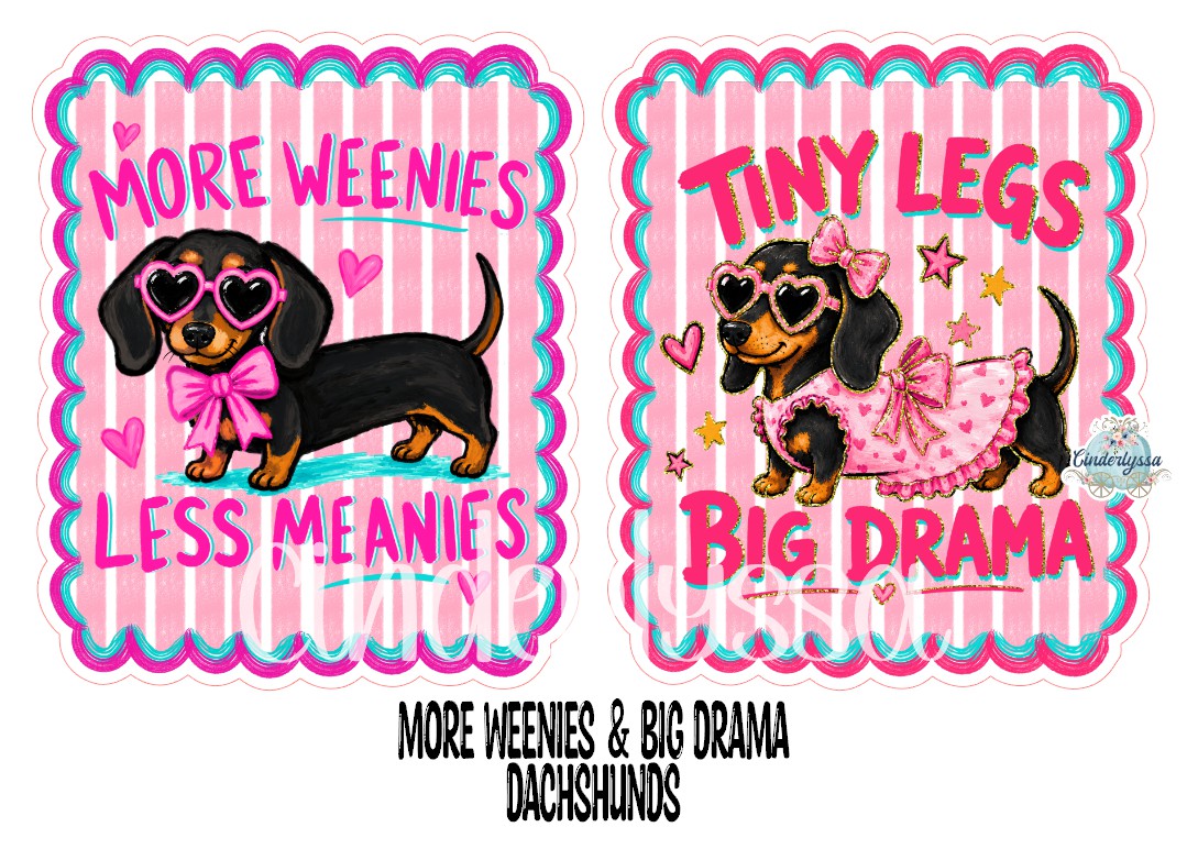 More Weenies & Big Drama Dachshunds Cardstock Silicone Mold, Aroma Bead Molds, Premium Cardstock Images