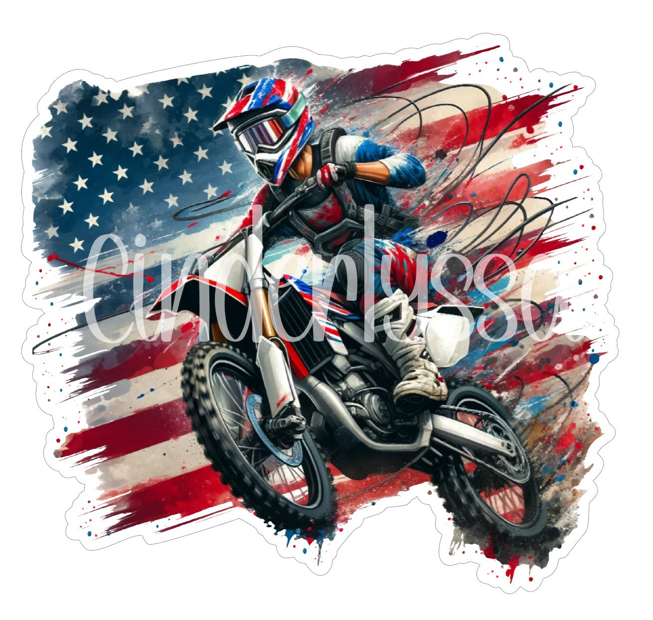 Motocross Rider On Dirt Bike With American Flag Cardstock Silicone Mold, Aroma Bead Molds, Car freshies, Premium Cardstock Images