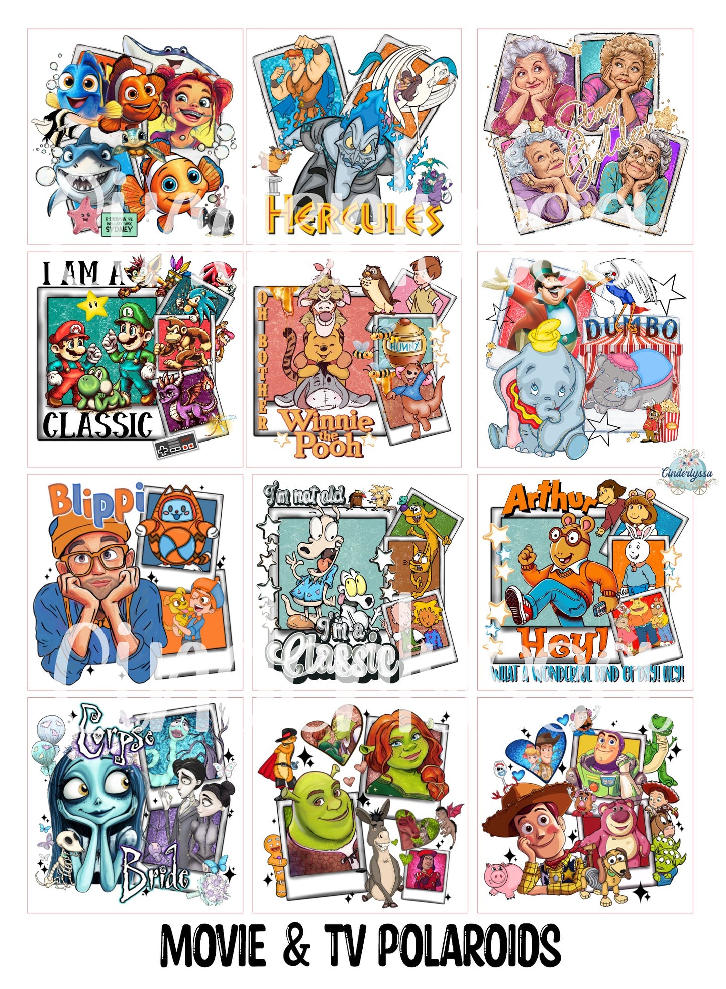 3 inch Square Movie & TV Polaroids Cardstock Only for freshies - NO MOLD: Cardstock Silicone Mold, Premium Cardstock Image