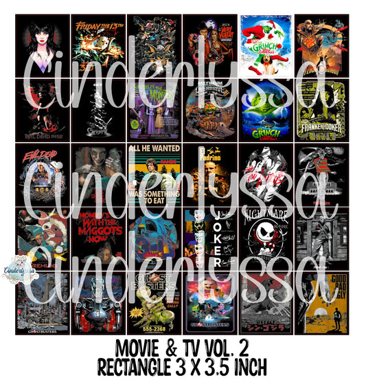 3x3.5 inch Rectangle: Movie & TV Stuff Vol. 2 Cardstock/Picture With .25 inch Curved Edge Cardstock Silicone Mold, Aroma Bead Molds, Premium Cardstock Images