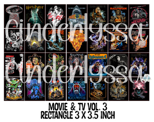 3x3.5 inch Rectangle: Movie & TV Stuff Vol. 3 Cardstock/Picture With .25 inch Curved Edge Cardstock Silicone Mold, Aroma Bead Molds, Premium Cardstock Images