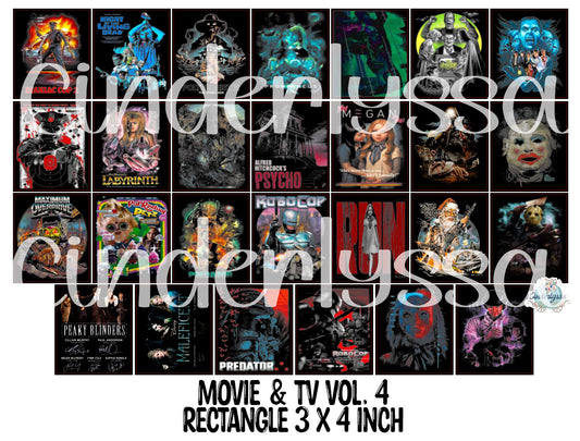 3x4 inch Rectangle: Movie & TV Stuff Vol. 4 Cardstock/Picture With .25 inch Curved Edge Cardstock Silicone Mold, Aroma Bead Molds, Premium Cardstock Images