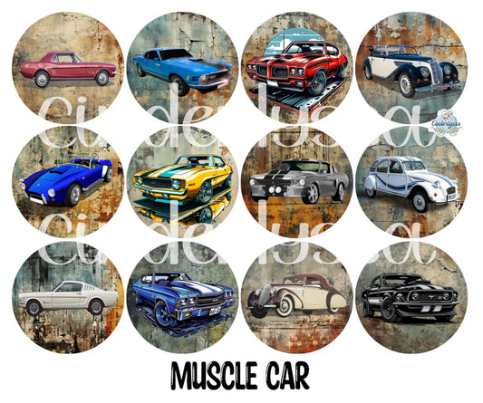 2.5 inch Round Muscle Car Cardstock Only for freshies: Cardstock Silicone Mold,  Car Freshener, Premium Cardstock Images-NO MOLD