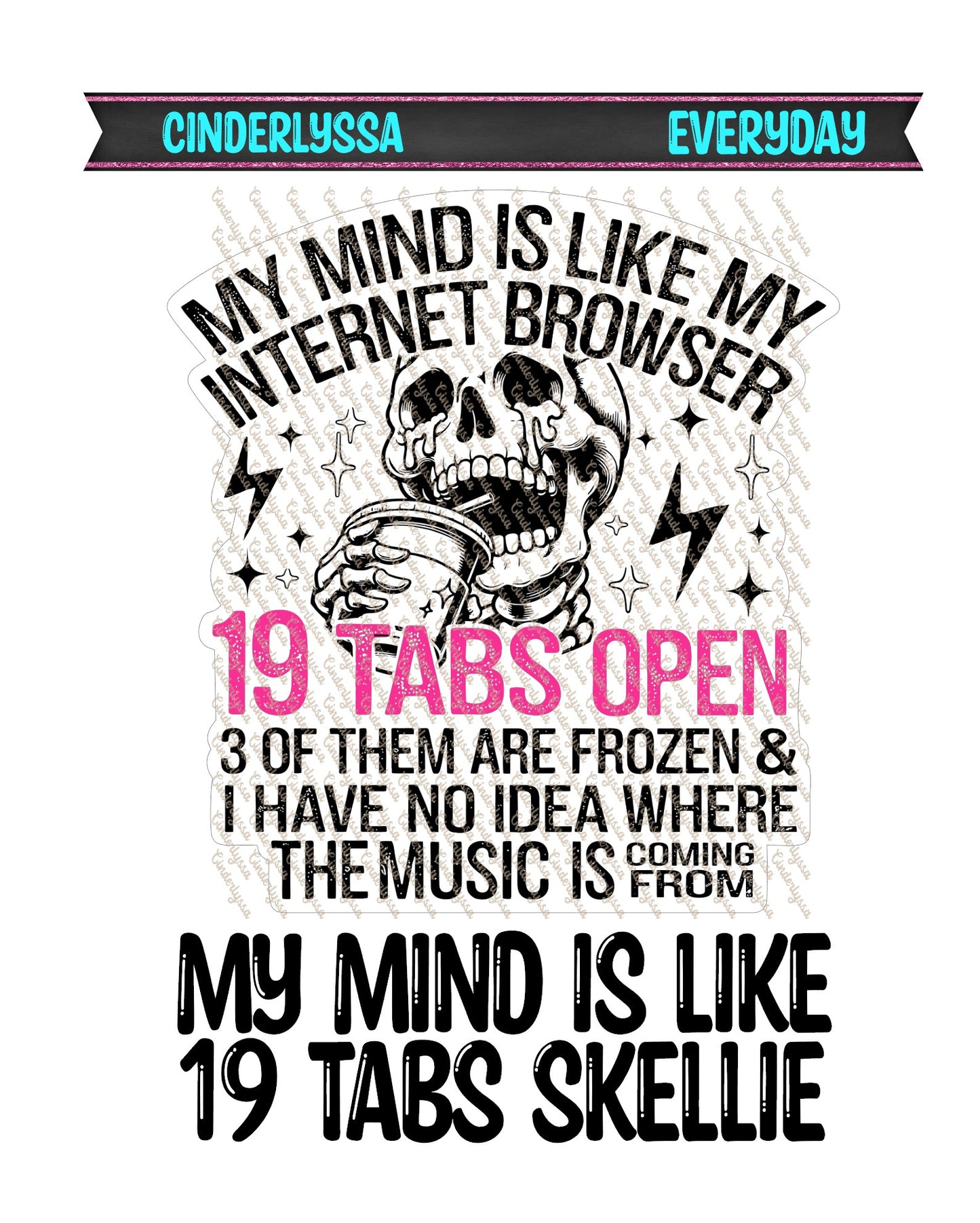 My Mind Is Like 19 Tabs Skellie Cardstock Silicone Mold, Aroma Bead Molds, Car Freshies, Premium Cardstock Images