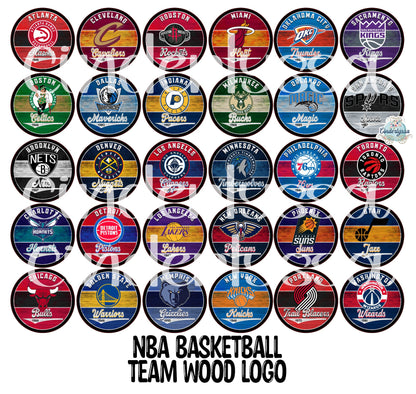 3.75 inch Round: NBA Basketball Team Wood Logo for Cardstock Silicone Mold, for Aroma Bead Molds, Premium Cardstock Images