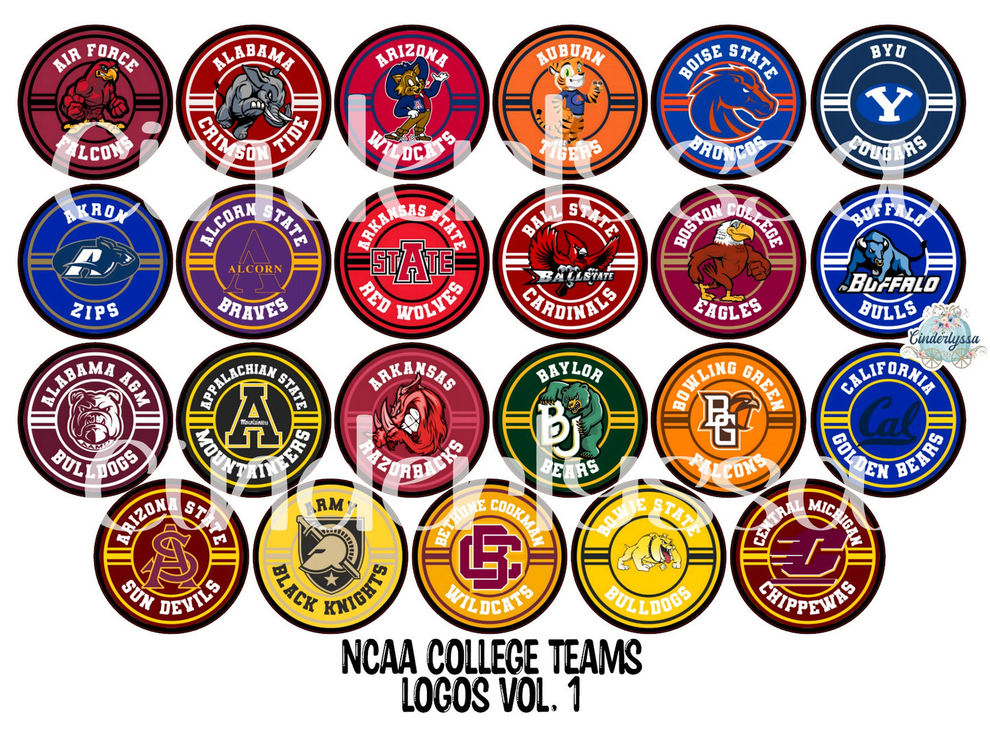 2.5 inch Round NCAA College Teams Logo Vol. 1 Cardstock Only for freshies: Cardstock Silicone Mold,  Car Freshener, Premium Cardstock Images-NO MOLD
