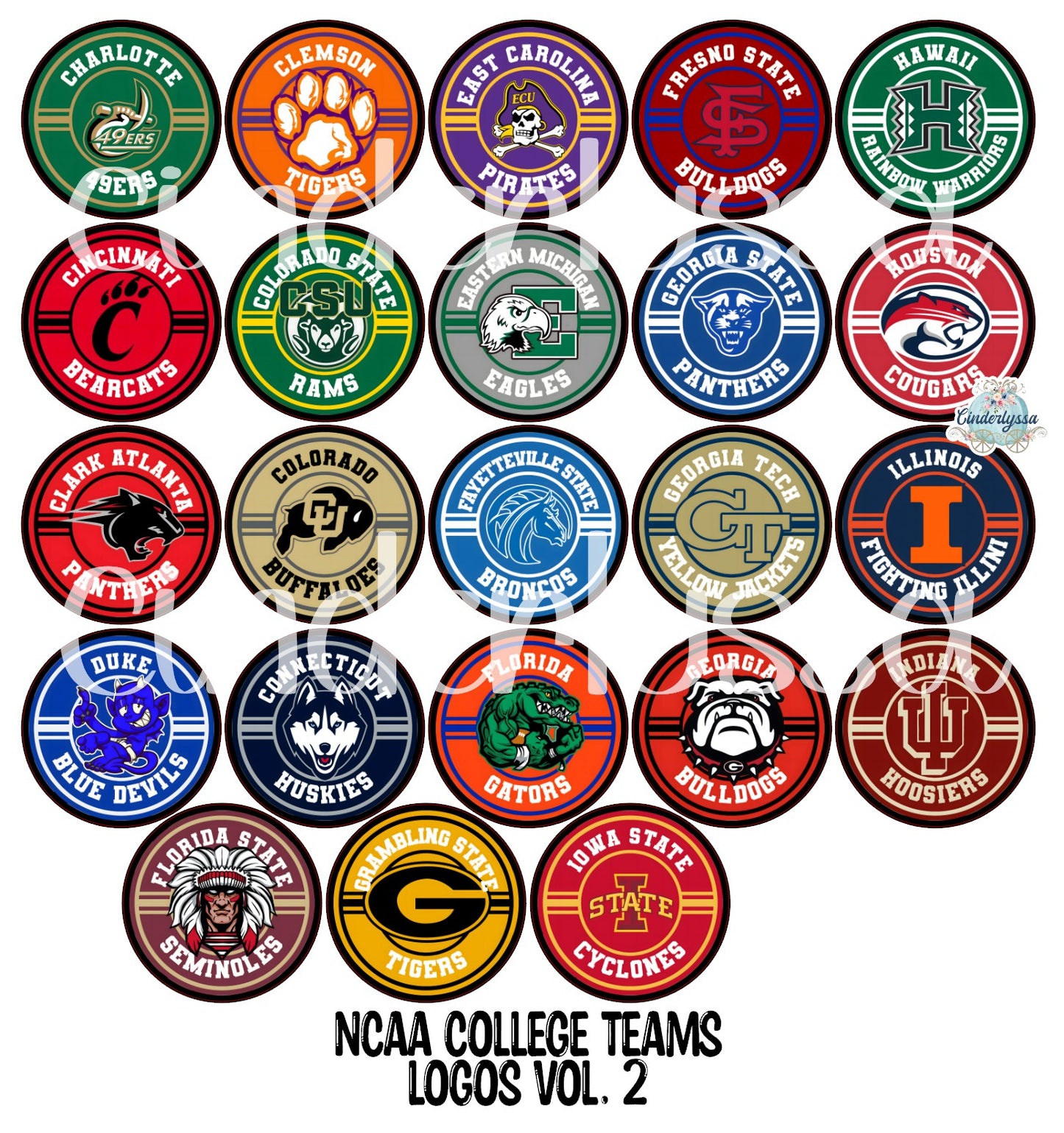 3.5 inch Round: NCAA College Teams Logo Vol. 2 for Cardstock Silicone Mold, NO MOLD INCLUDED for Aroma Bead Molds, Premium Cardstock Images