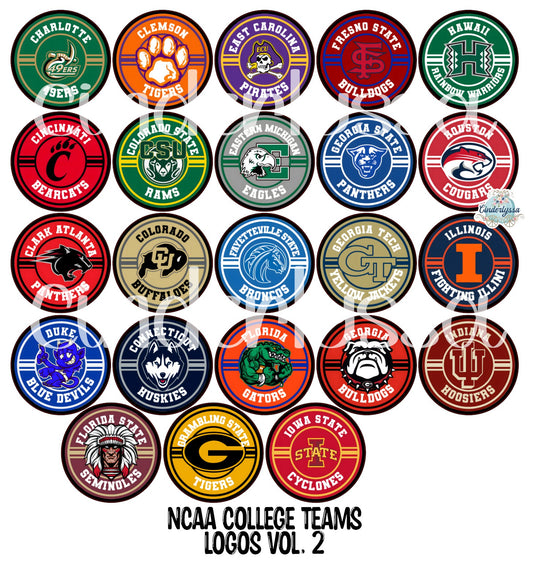 3.75 inch Round: NCAA College Teams Logo Vol. 2 for Cardstock Silicone Mold, for Aroma Bead Molds, Premium Cardstock Images
