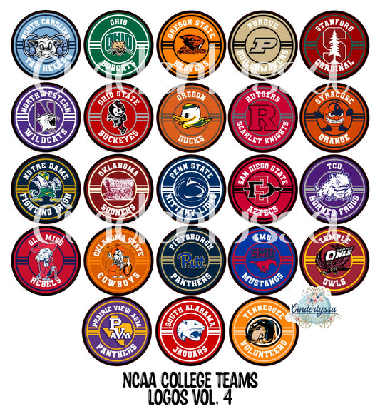 3.75 inch Round: NCAA College Teams Logo Vol. 4 for Cardstock Silicone Mold, for Aroma Bead Molds, Premium Cardstock Images