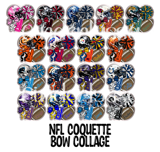 NFL Coquette Bow Collage Cardstock Silicone Mold, Aroma Bead Molds, Car Freshies, Premium Cardstock Images
