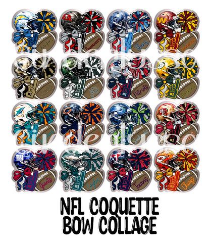 NFL Coquette Bow Collage Cardstock Silicone Mold, Aroma Bead Molds, Car Freshies, Premium Cardstock Images