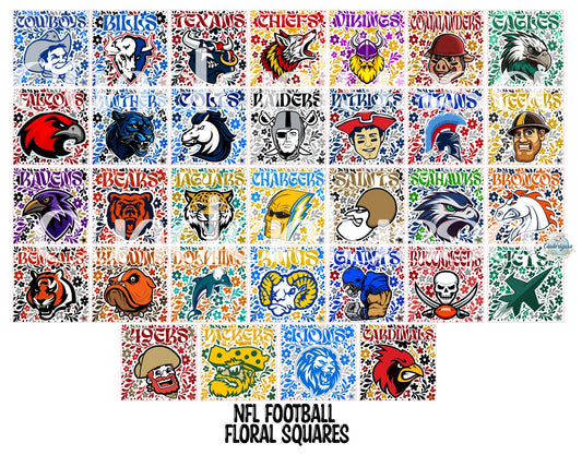2.5 inch Square NFL Football Floral Cardstock Only for freshies - NO MOLD: Cardstock Silicone Mold, Premium Cardstock Images
