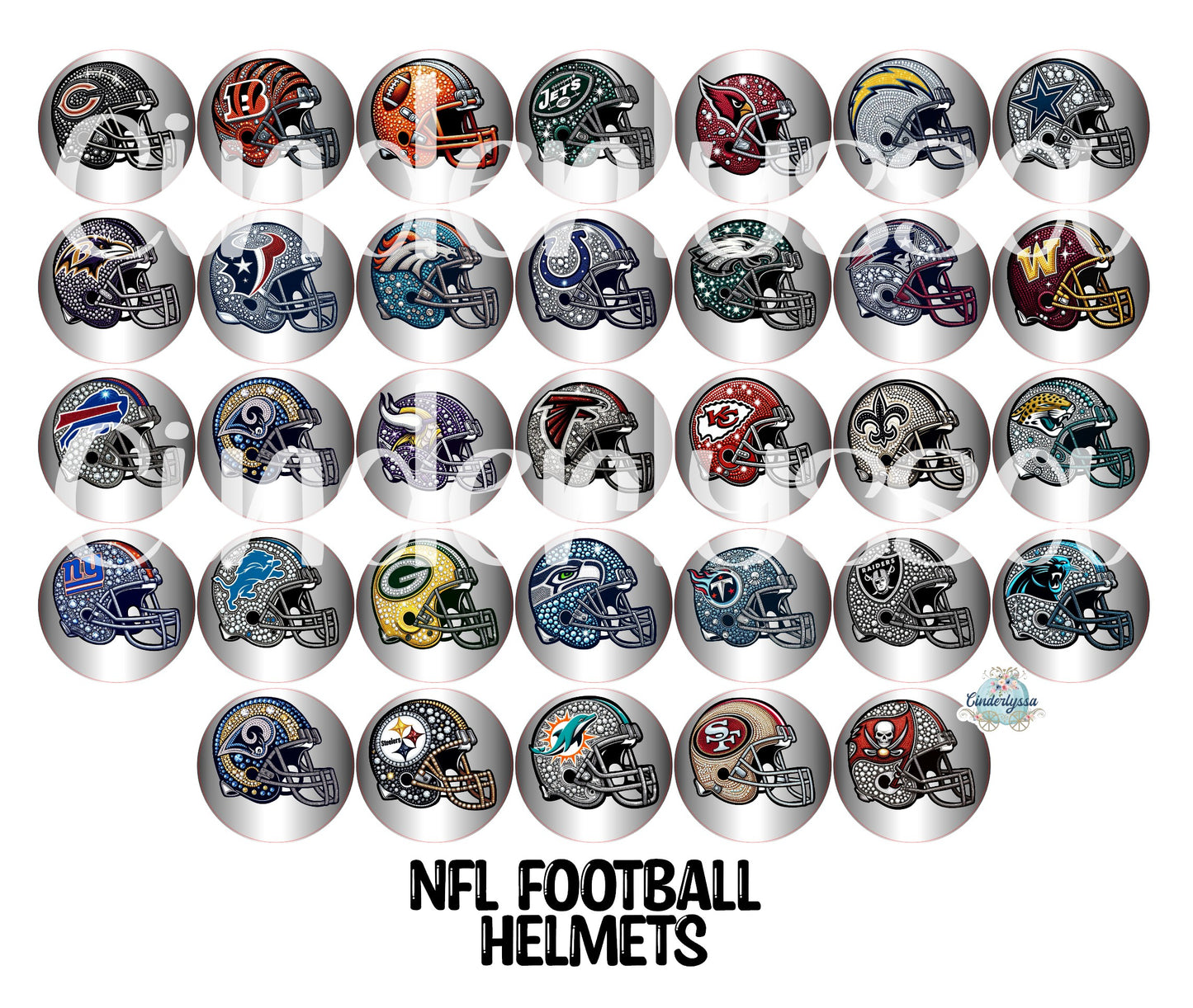 3.75 inch Round: NFL Football Helmets for Cardstock Silicone Mold, for Aroma Bead Molds, Premium Cardstock Images