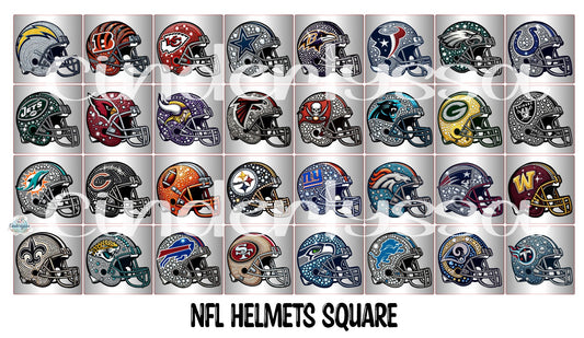 2.5 inch Square NFL Helmets Cardstock Only for freshies - NO MOLD: Cardstock Silicone Mold, Premium Cardstock Images