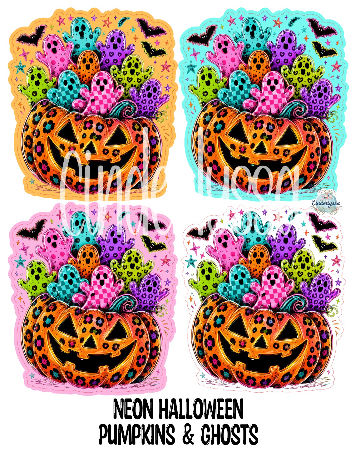 Neon Halloween Pumpkin and Ghosts Cardstock Silicone Mold, Aroma Bead Molds, Car Freshies, Premium Cardstock Images