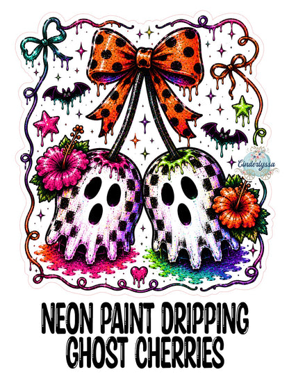 Neon Paint Dripping Ghost Cherries Cardstock Silicone Mold, Aroma Bead Molds, Premium Cardstock Images