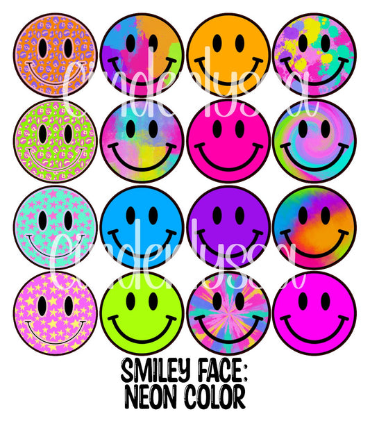3.75 inch Round Smiley Face: Neon Colors for Cardstock Silicone Mold, for Aroma Bead Molds, Premium Cardstock Images