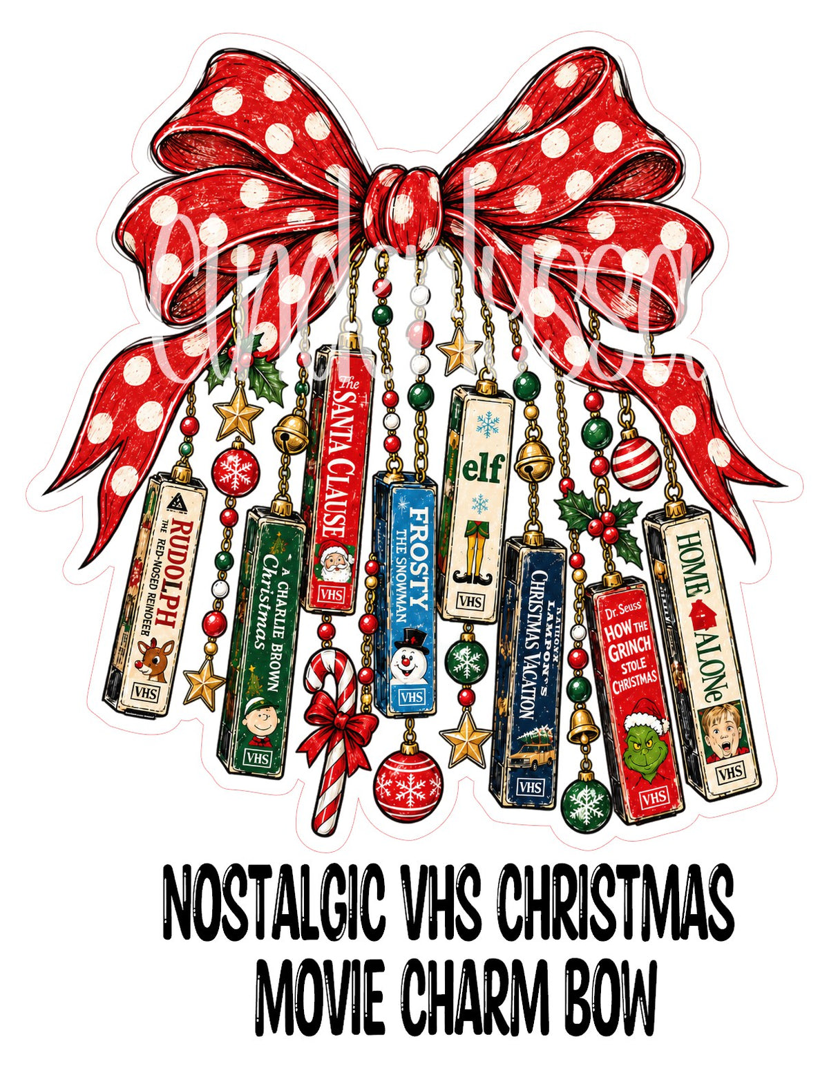 Nostalgic VHS Christmas Movie Charm Bow Cardstock Silicone Mold, Aroma Bead Molds, Premium Cardstock Images