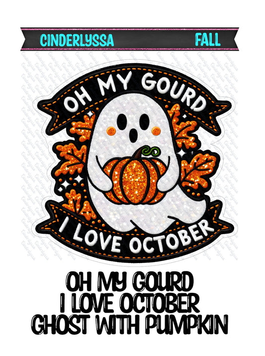 Oh My Gourd: I Love October Ghost With Pumpkin Cardstock Silicone Mold, Aroma Bead Molds, Car Freshies, Premium Cardstock Images