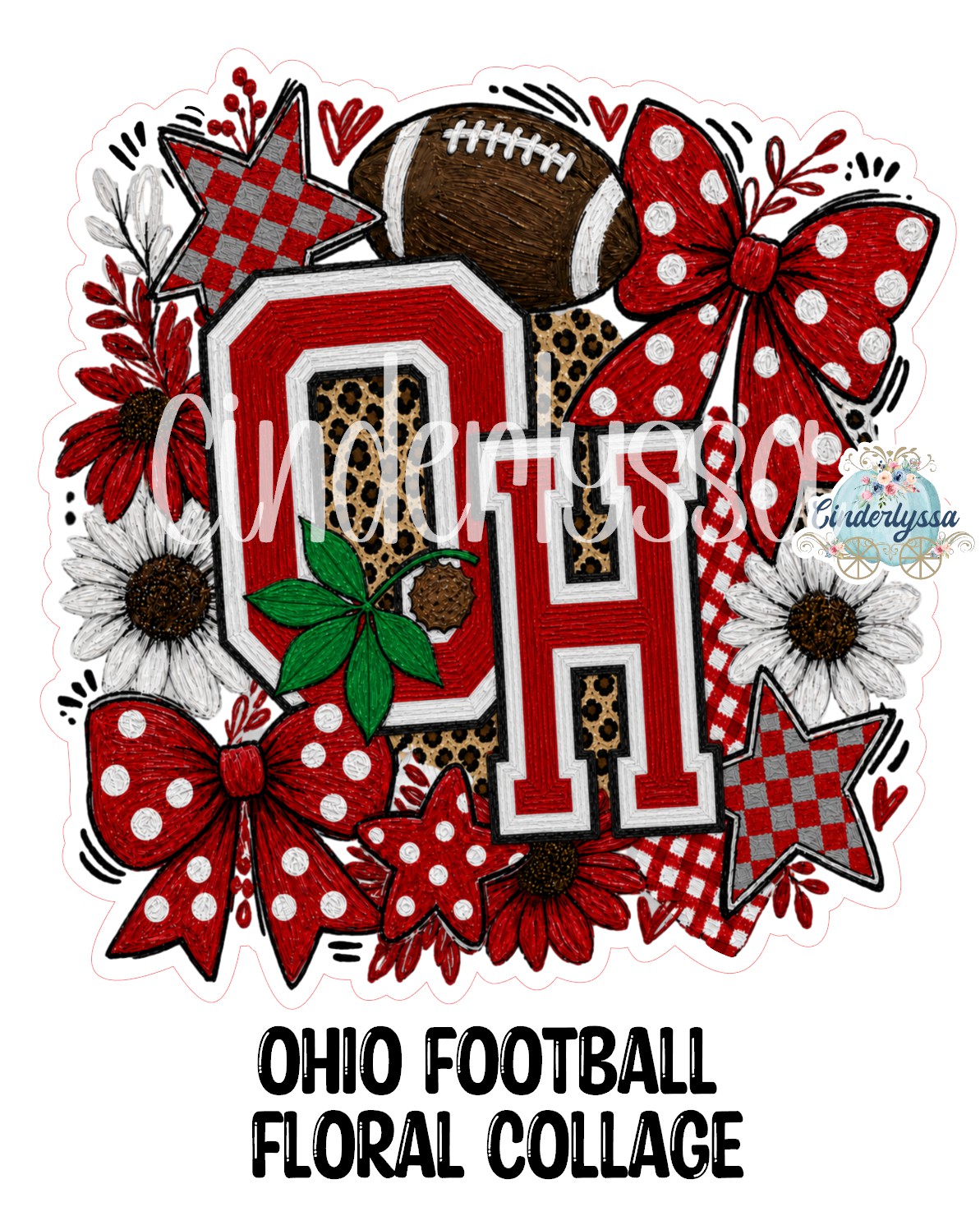 Ohio Football Floral Collage Cardstock Silicone Mold, Aroma Bead Molds, Premium Cardstock Images