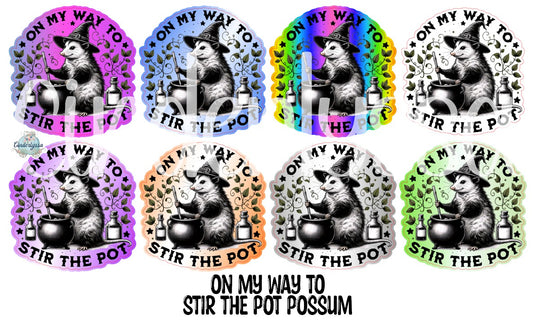 On My Way To Stir The Pot Possum Cardstock Silicone Mold, Aroma Bead Molds, Premium Cardstock Images