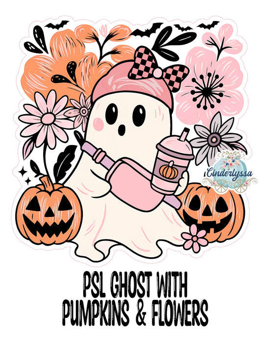 PSL Ghost with Pumpkins & Flowers Cardstock Silicone Mold, Aroma Bead Molds, Premium Cardstock Images