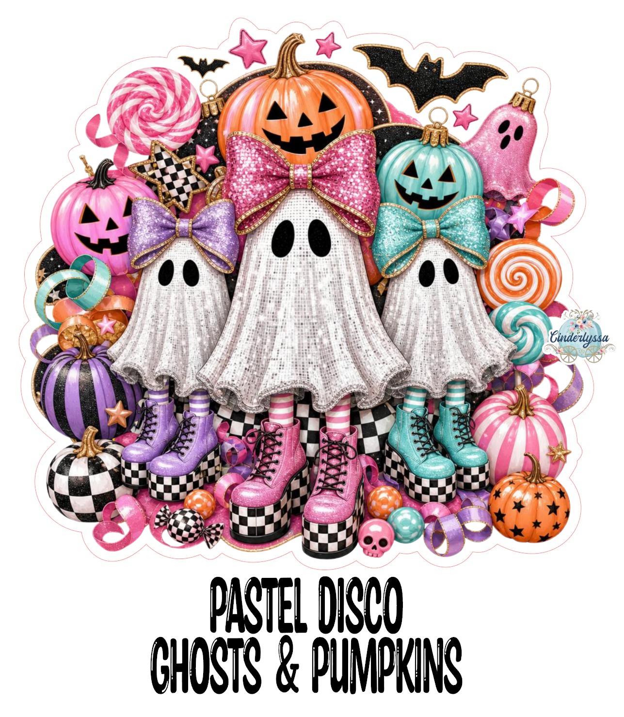 Pastel Disco Ghosts & Pumpkins Cardstock Silicone Mold, Aroma Bead Molds, Premium Cardstock Images