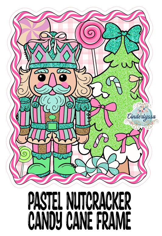 Pastel Nutcracker Candy Cane Frame Cardstock Silicone Mold, Aroma Bead Molds, Premium Cardstock Images