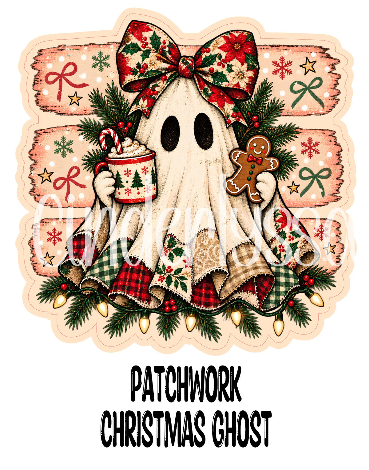 Patchwork Christmas Ghost Cardstock Silicone Mold, Aroma Bead Molds, Car Freshies, Premium Cardstock Images