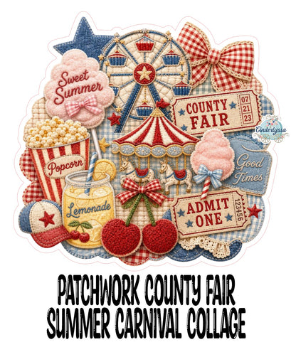 Patchwork County Fair Summer Carnival Collage Cardstock Silicone Mold, Aroma Bead Molds, Premium Cardstock Images