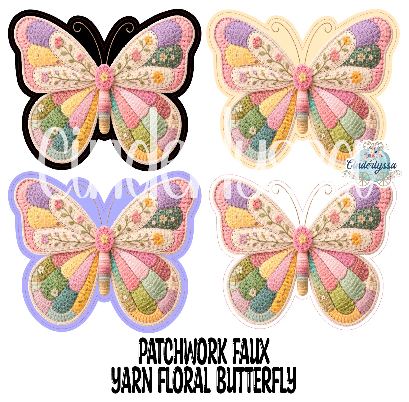 Patchwork Faux Yarn Floral Butterfly Cardstock Silicone Mold, Aroma Bead Molds, Premium Cardstock Images