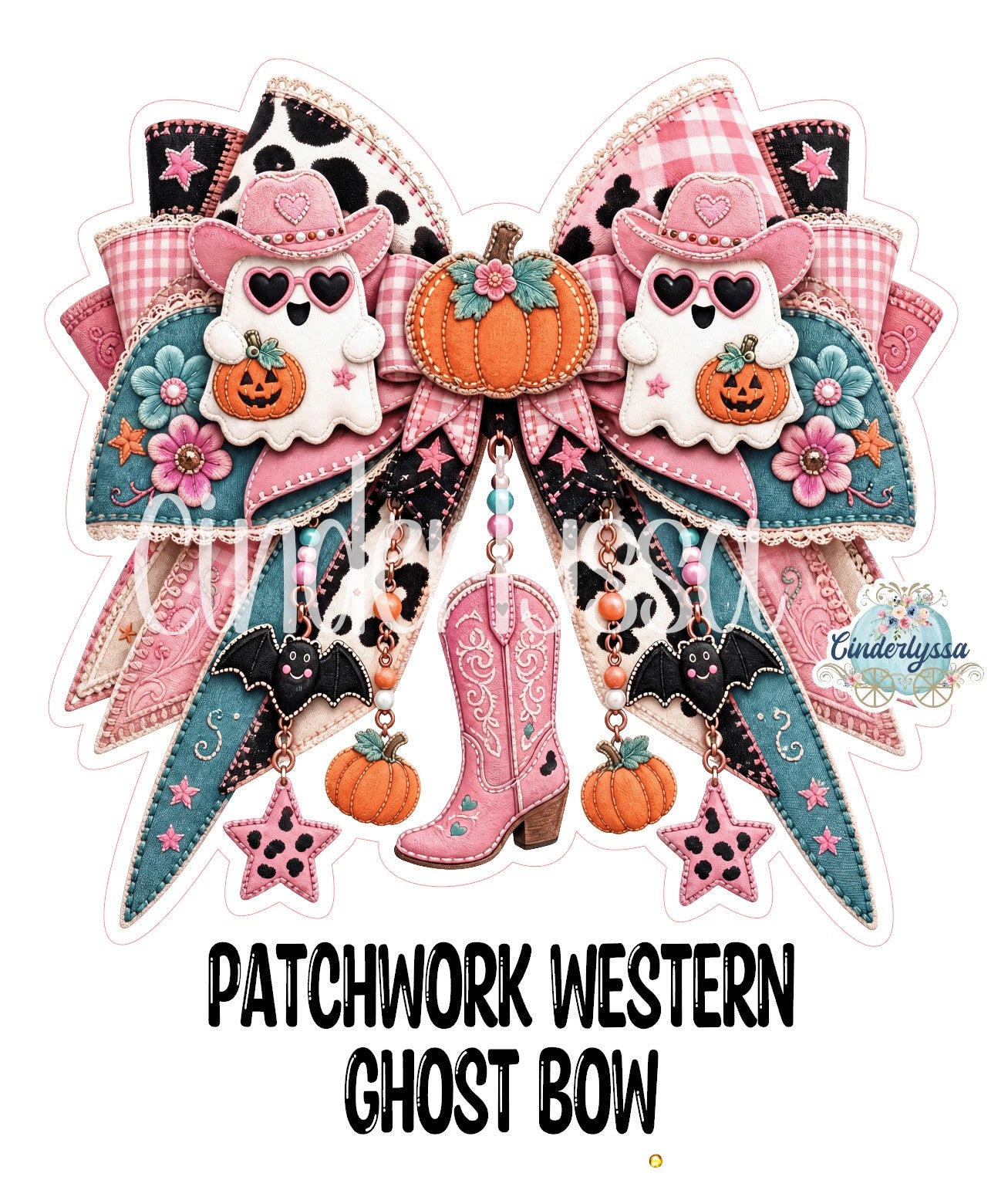 Patchwork Western Ghost Bow Cardstock Silicone Mold, Aroma Bead Molds, Premium Cardstock Images