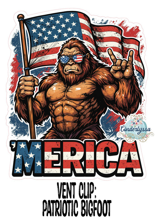 VENT CLIP: Patriotic Bigfoot Two Cavity Small Vent Clip Size Cardstock Silicone Mold, Aroma Bead Molds, Premium Cardstock Images
