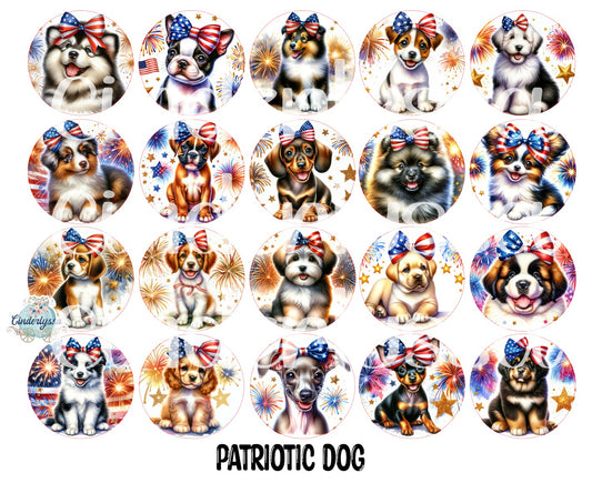 3.75 inch Round: Patriotic Dog for Cardstock Silicone Mold, for Aroma Bead Molds, Premium Cardstock Images