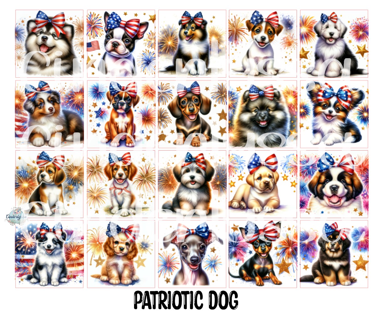 2.5 inch Square Patriotic Dog Cardstock Only for freshies - NO MOLD: Cardstock Silicone Mold, for Aroma Bead Molds, Premium Cardstock Image