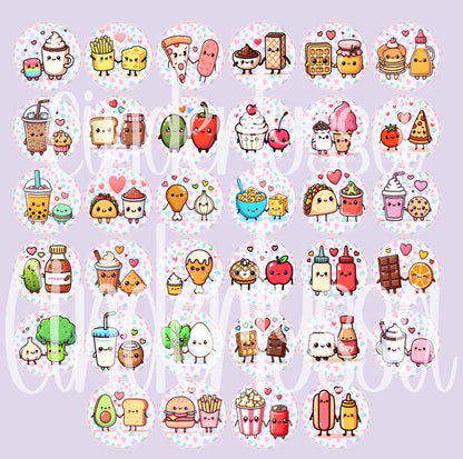 3.75 inch Round: Perfect Match Kawaii Food Mix for Cardstock Silicone Mold, for Aroma Bead Molds, Premium Cardstock Images