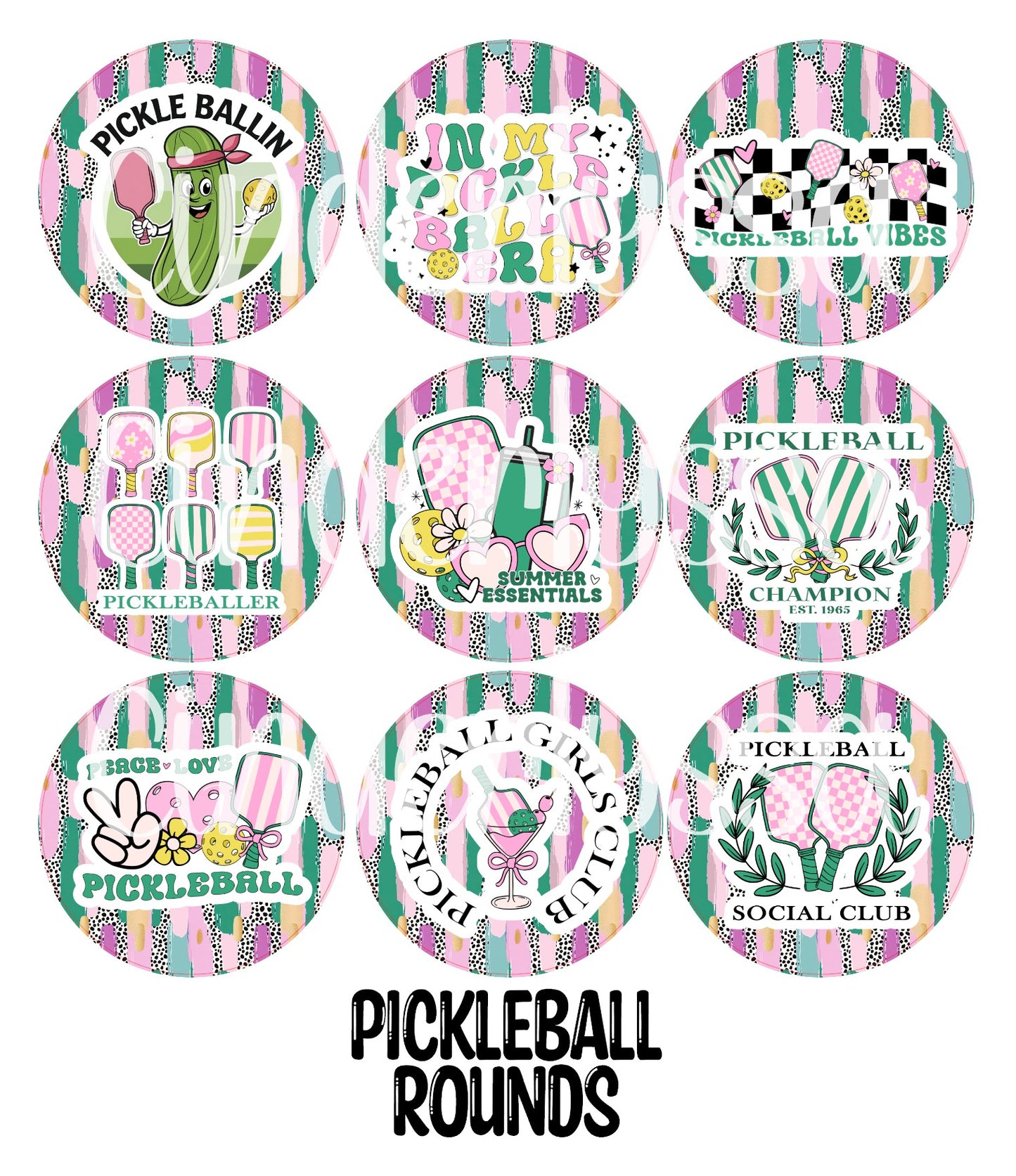 2.5 inch Round Pickleball Cardstock Only for freshies: Cardstock Silicone Mold, Premium Cardstock Images-NO MOLD