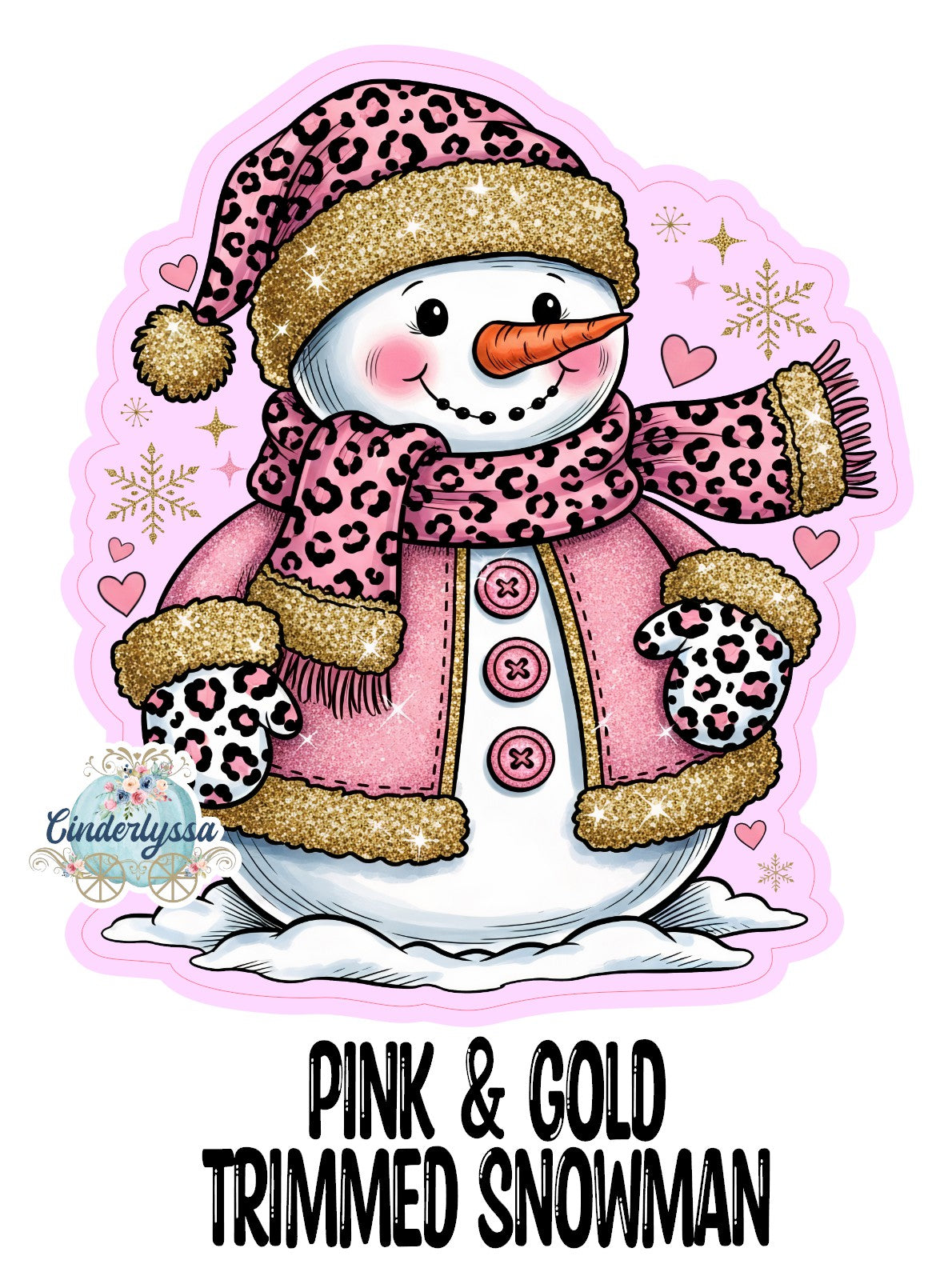 Pink & Gold Trimmed Snowman Cardstock Silicone Mold, Aroma Bead Molds, Car Freshies, Premium Cardstock Images
