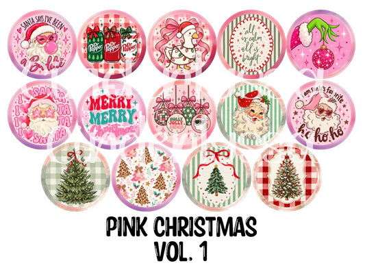Pink Christmas Vol. 1 Rounds Cardstock Only for freshies - NO MOLD for Aroma Bead Molds, Premium Cardstock Images